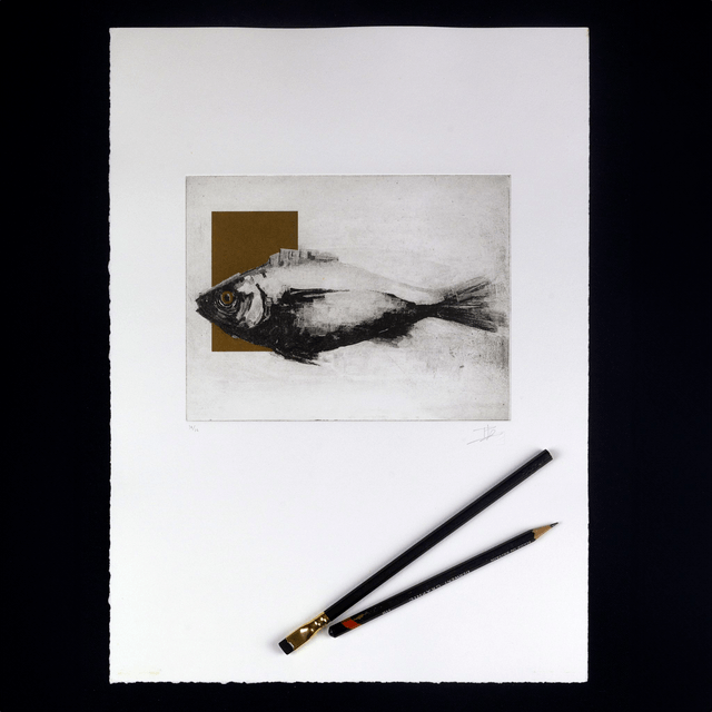 Fine art etching / Not framed / The Golden fish