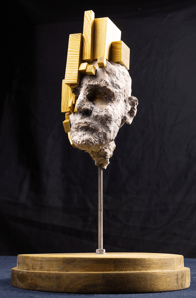 Wood Sculpture / Papier mache / Head I