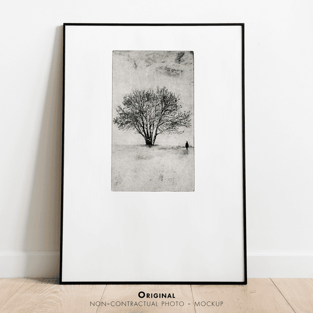 Fine art etching / Not framed / Footprints in the snow